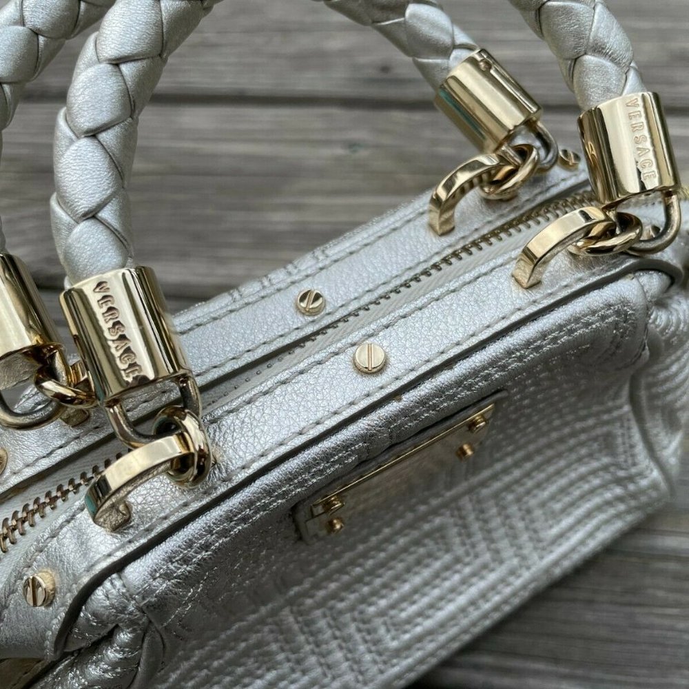 Gianni Versace Women Bag Small Hand Bag Silver Tone Made in Italy - Picture 7 of 12